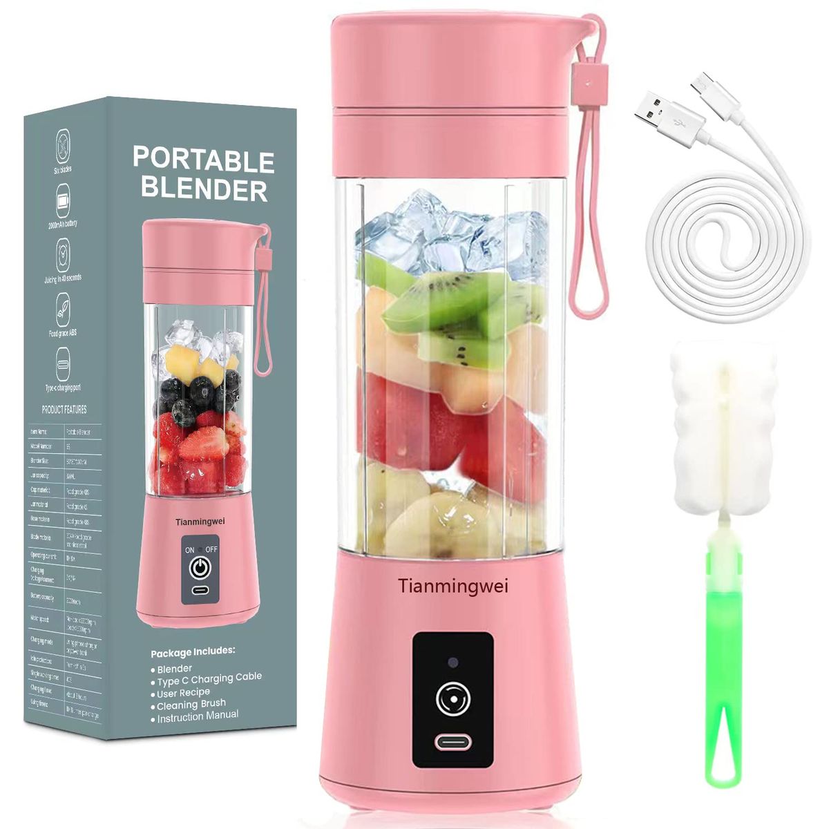 Portable USB Rechargeable Blender Bottle
