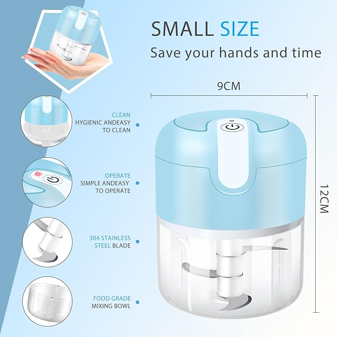 EASYSPEED Electric Garlic Chopper 1 Cup – Mini USB Wireless Food Processor