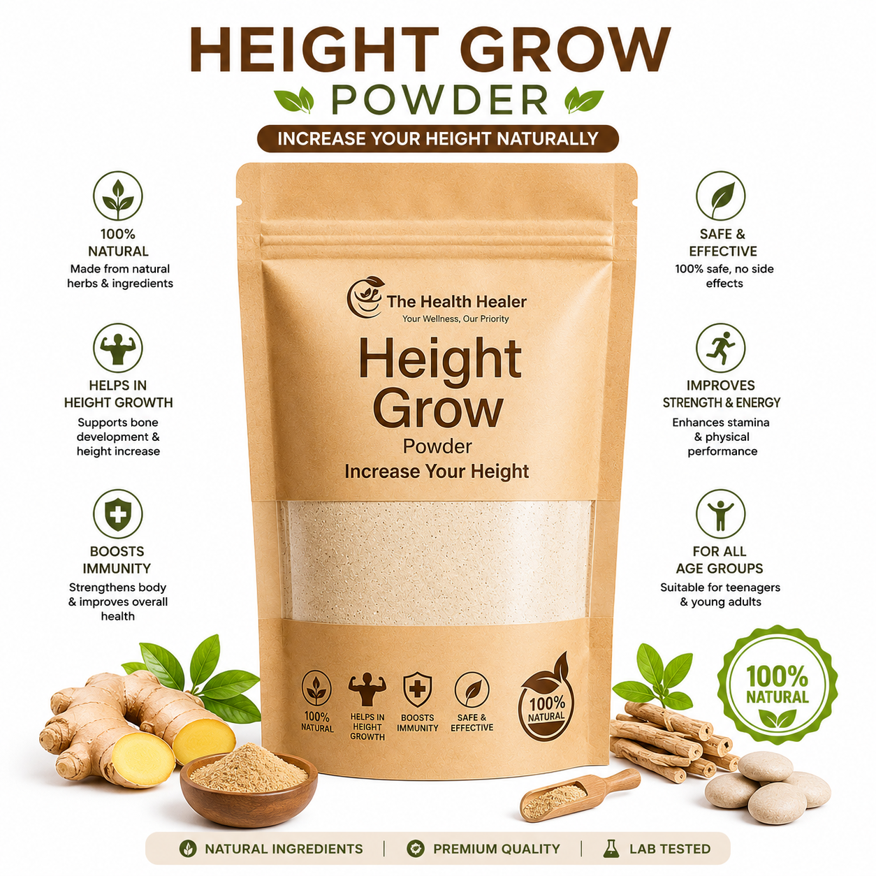 Pack of 2 – Height Grow Powder | Natural Height Support Supplement